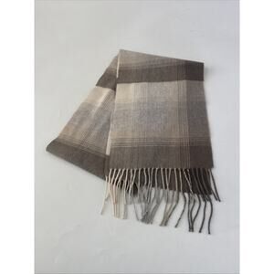 VTG Johnstons of Elgin 100% Cashmere Block Checkered Scarf Wrap Scotland Made